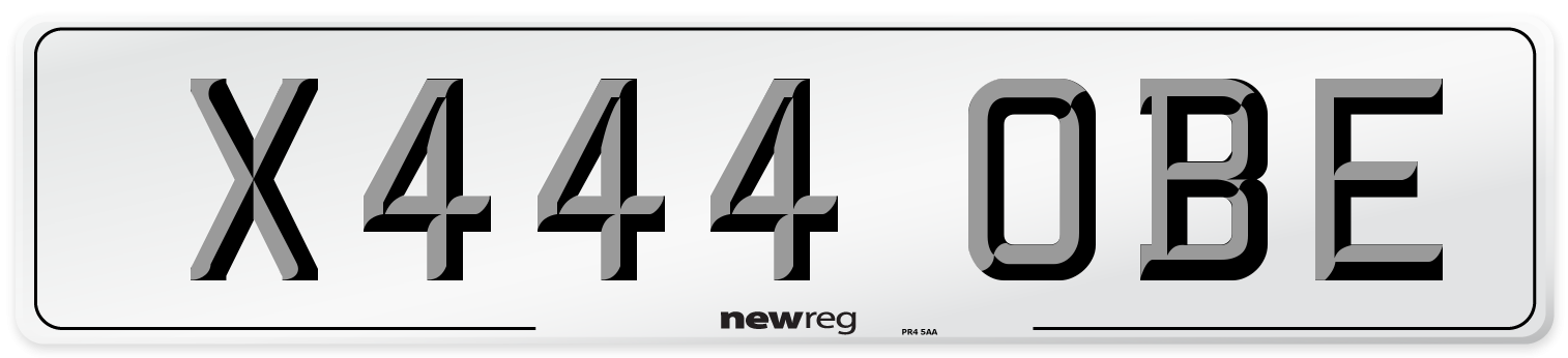 X444 OBE Number Plate from New Reg